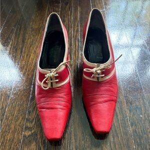 Robert Clergerie Vintage Red Leather Women's Lace-Front Shoes 7.5